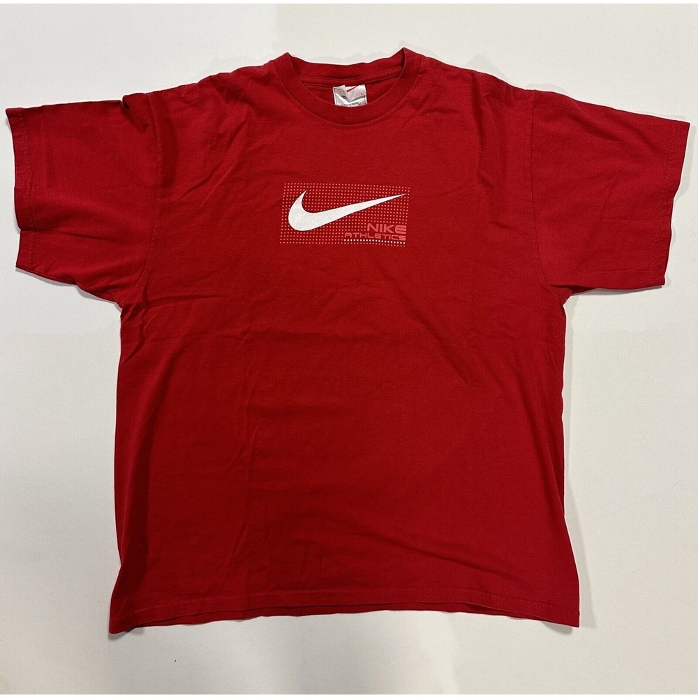 Vintage Nike Athletics Shirt Mens L White Swoosh Logo Sport Athletic Tee